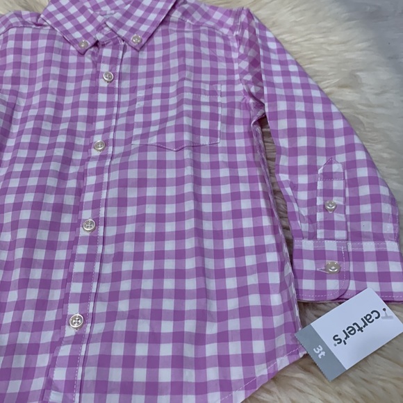Carter’s 3T Purple/White Check Print Button Shirt - Picture 4 of 5